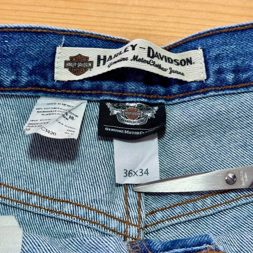 Harley-Davidson Classic Blue Denim Jeans Men's 36x34 Heavy Cotton Motorcycle‎